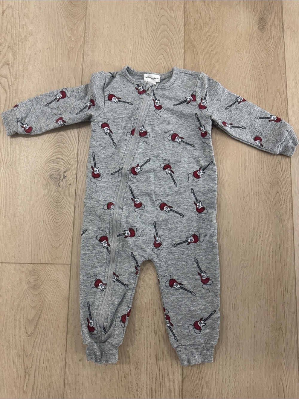 18M - Grey Baby One-Piece Bodysuit with Red Guitar Print